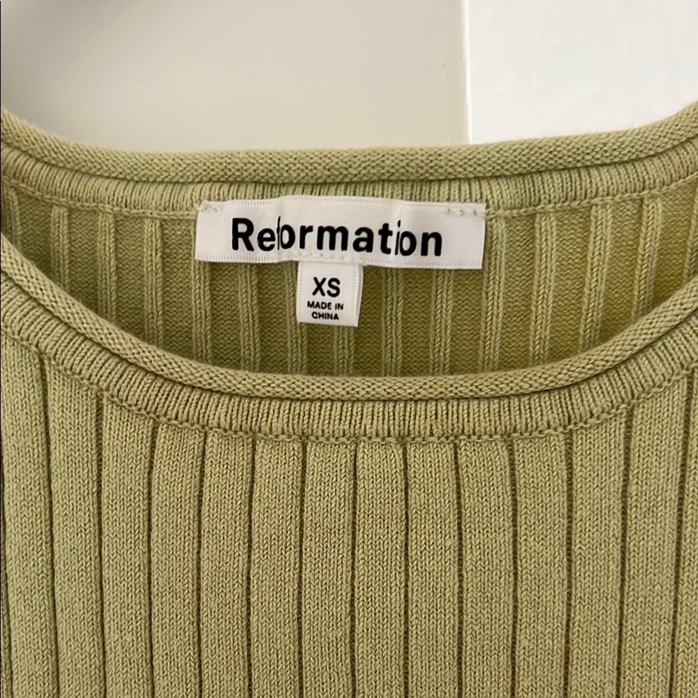 Reformation Green Ribbed Crop Tank Top - Picture 3 of 6